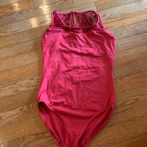 Red flower lace leotard